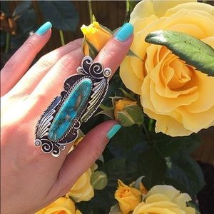Royston Turquoise with 5 prong ring size 5